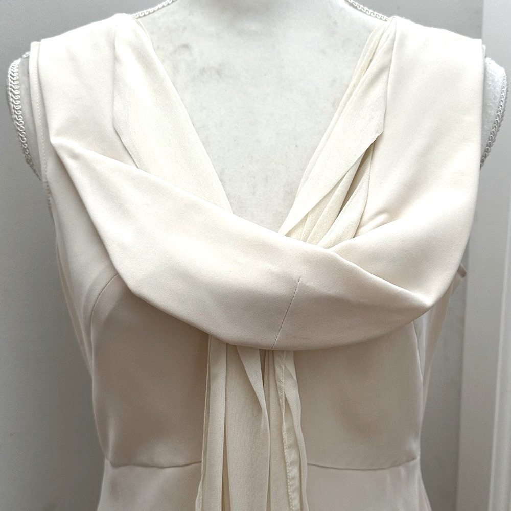 SOLD Morgane Le Fay Crème Silk Gown Dress with Draped Neckline, sz M - Picture 3 of 12
